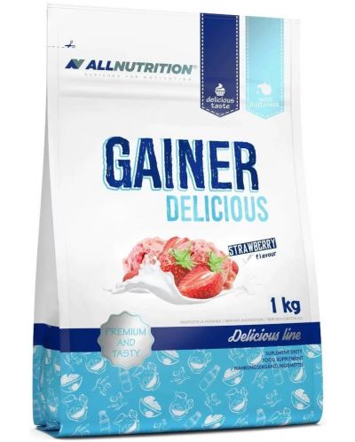 Gainer Delicious, strawberry ice cream, 1000 g, AllNutrition - 1