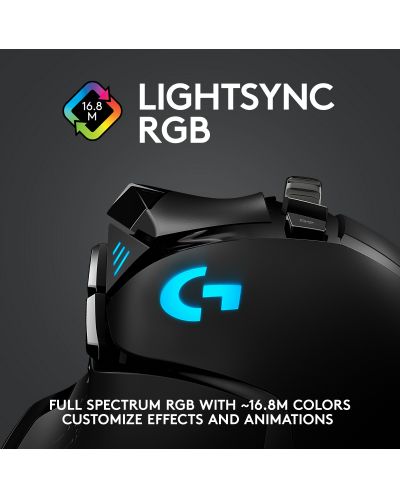 Гейминг мишка Logitech - G502 LightSpeed, оптична, безжична, черна - 8