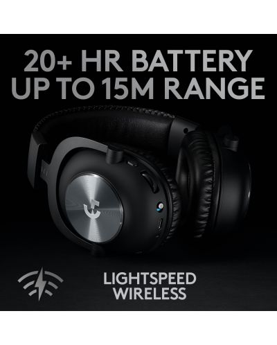 Гейминг слушалки Logitech - PRO X WIRELESS, безжични, черни - 4