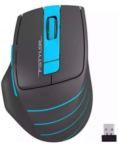 Гейминг мишка A4tech - Fstyler FG30S, оптична, безжична, черна/синя - 1