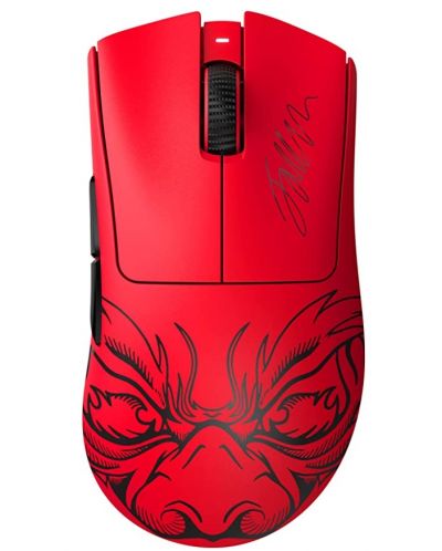 Гейминг мишка Razer - DeathAdder V3 Pro Faker Edition, оптична, безжична, червена - 1