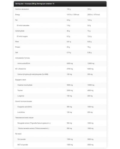 Gold Line Gold Lean Mass, бисквити със сметана, 6 kg, Kevin Levrone - 2