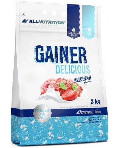Gainer Delicious, strawberry ice cream, 3000 g, AllNutrition - 1