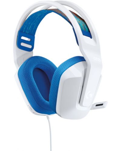 Гейминг слушалки Logitech - G335, бели/сини - 3