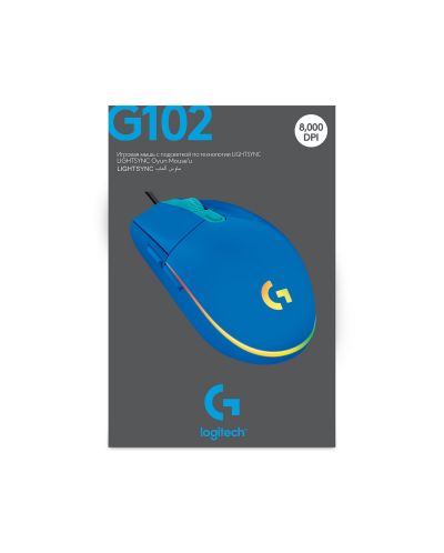 Гейминг мишка Logitech - G102 Lightsync, оптична, RGB, синя - 11