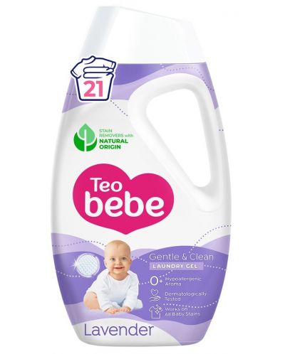 Гел за пране Teo Bebe Gentle & Clean - Лавандула, 21 пранета, 0.945 l - 1