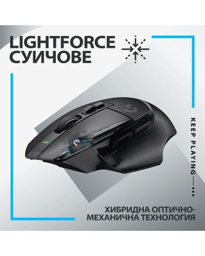 Гейминг мишка Logitech - G502 X Lightspeed EER2, оптична, черна - 3
