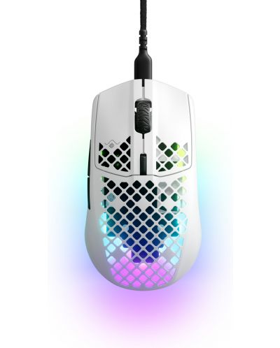 Гейминг мишка SteelSeries - Aerox 3 2022, оптична, бяла - 1