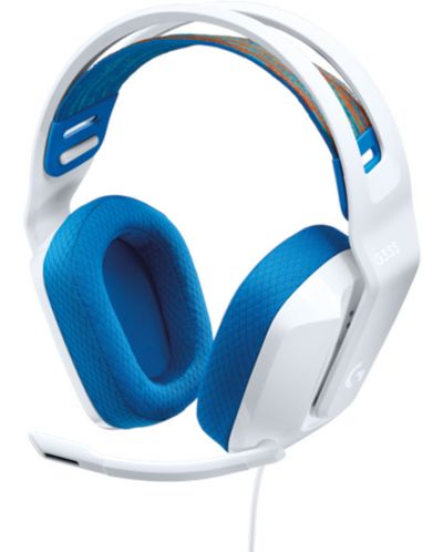 Гейминг слушалки Logitech - G335, бели/сини - 1