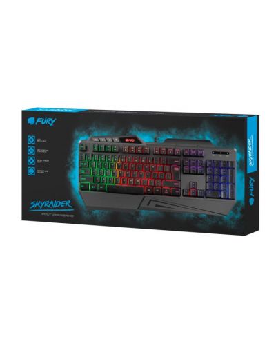 Гейминг клавиатура Fury - Skyraider, RGB, черна - 6
