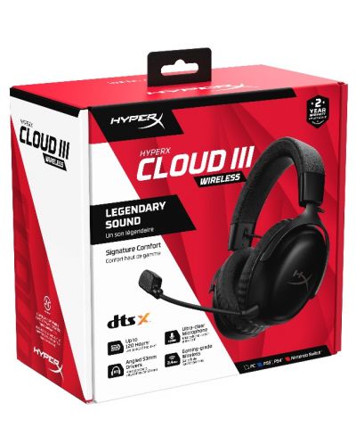 Гейминг слушалки HyperX - Cloud III, PC/PS5/PS4/Switch, безжични, черни - 8