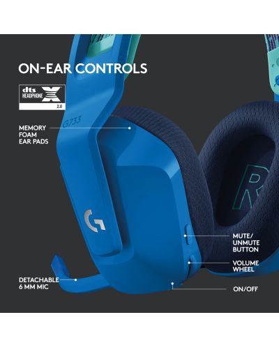 Гейминг слушалки Logitech - G733, безжични, сини - 6