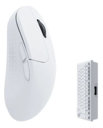 Гейминг мишка Keychron - M3 Mini, оптична, безжична, бяла - 2