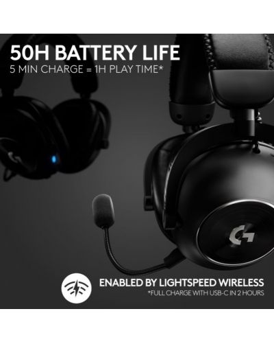 Гейминг слушалки Logitech - Pro X 2 Lightspeed, безжични, черни - 4