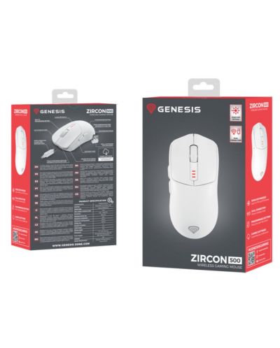 Гейминг мишка Genesis - Zircon 500, оптична, безжична, бяла - 10