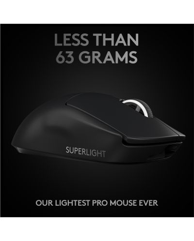 Гейминг мишка Logitech - PRO X SUPERLIGHT, оптична, безжична, черна - 5