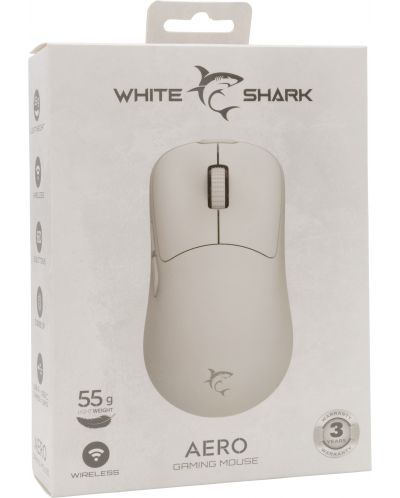 Гейминг мишка White Shark - AERO, оптична, безжична, бяла - 7