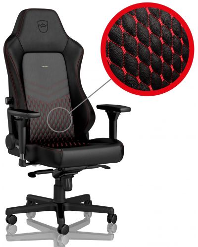 Гейминг стол noblechairs - HERO, естествена кожа, черен/червен