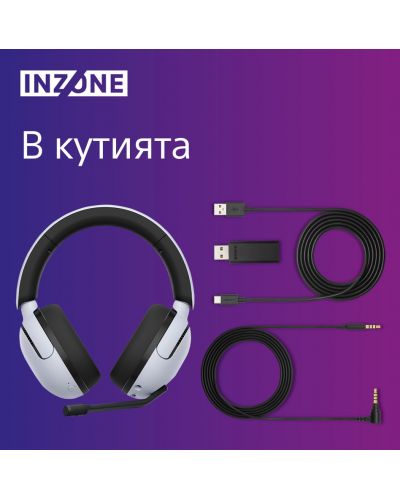 Гейминг слушалки Sony - INZONE H5, безжични, бели - 8