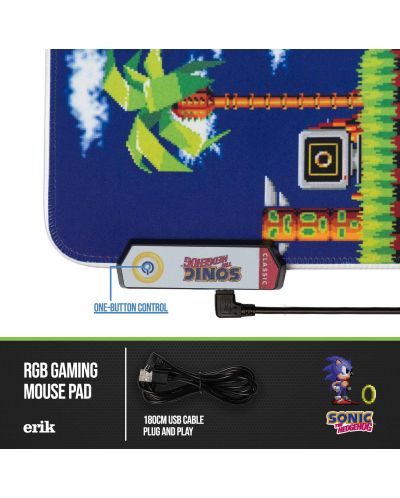 Гейминг подложка за мишка Erik - Sonic, XXL, мека, многоцветна - 6