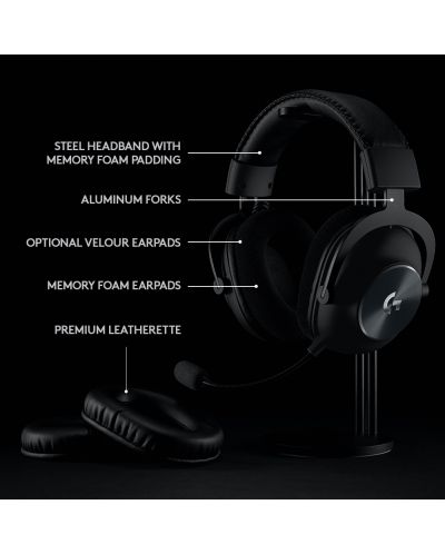 Гейминг слушалки Logitech - PRO X WIRELESS, безжични, черни - 7