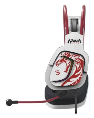 Гейминг слушалки A4Tech Bloody - G575 Naraka, бели/червени - 2
