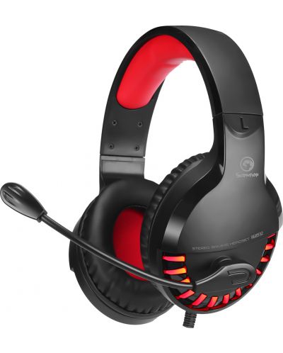 Гейминг слушалки Marvo - HG8932, черни/червени - 1