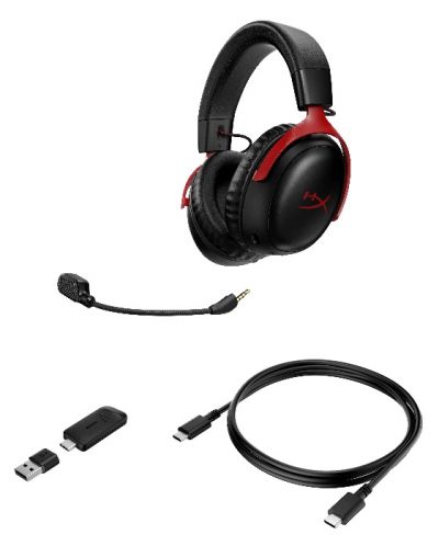 Гейминг слушалки HyperX - Cloud III, PC/PS5/PS4/Switch, безжични, черни/червени - 7