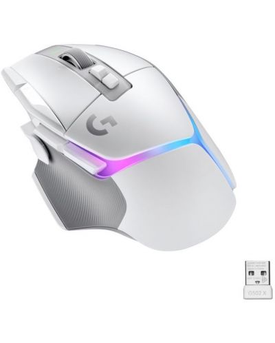 Гейминг мишка Logitech - G502 X Plus EER2, оптична, безжична, бяла - 1