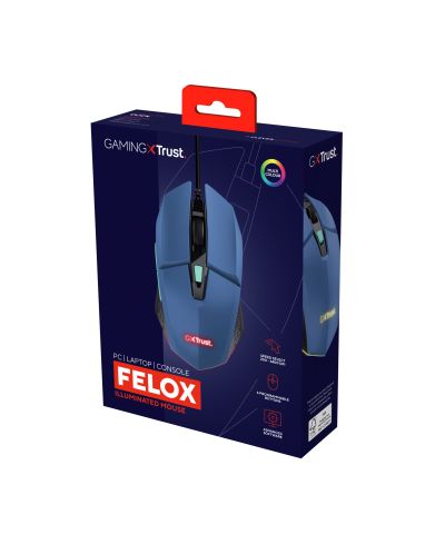 Гейминг мишка Trust - GXT109 Felox, оптична, синя - 6