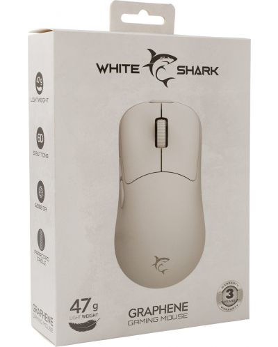 Гейминг мишка White Shark - GRAPHENE, оптична, бяла - 7