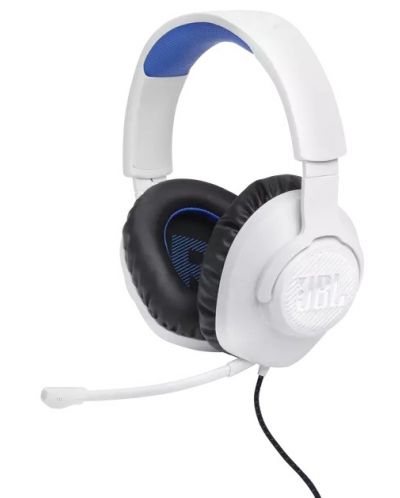 Гейминг слушалки JBL - Quantum 100P Console, PS5, бели/сини - 1