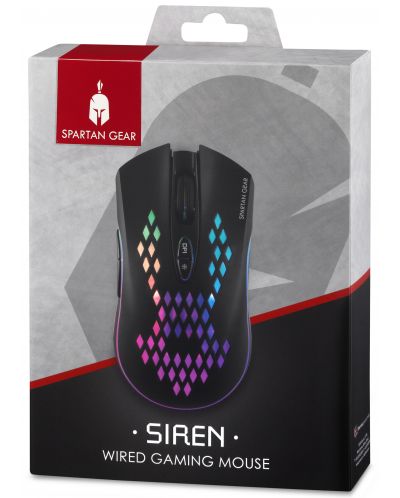 Гейминг мишка Spartan Gear - Siren, оптична, черна - 2