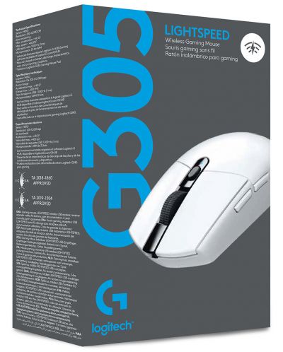 Гейминг мишка Logitech - G305 Lightspeed, оптична, бяла - 11