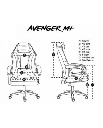Гейминг стол Fury - Avenger M+, черен/бял - 7