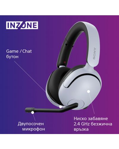 Гейминг слушалки Sony - INZONE H5, безжични, бели - 7