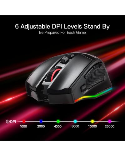 Ghafor Rind M Гейминг мишка Redragon - Rind Pro M813, оптична, безжична, RGB, черна ...