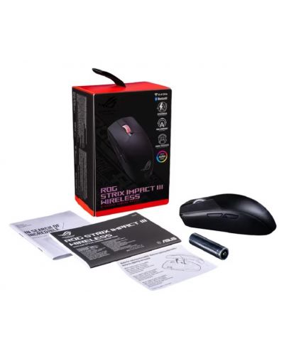 Гейминг мишка ASUS - P520 ROG STRIX IMPACT III, оптична, безжична, черна - 6