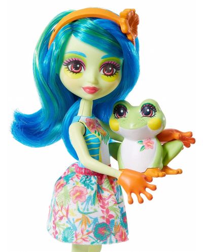 Кукличка с животниче Mattel Enchantimals - Tamika Tree Frog и жабчето Burst - 3