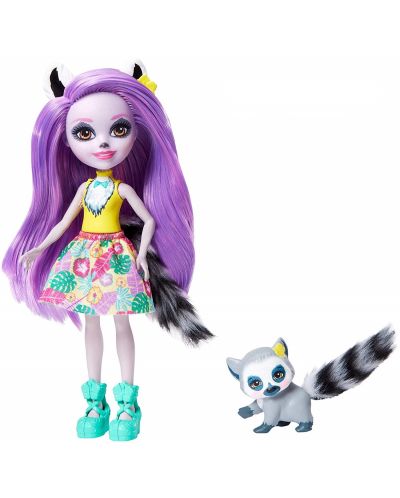 Кукличка с животниче Mattel Enchantimals - Larissa Lemur и лемурчето Ringlet - 2