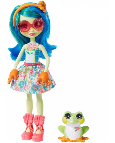 Кукличка с животниче Mattel Enchantimals - Tamika Tree Frog и жабчето Burst - 2