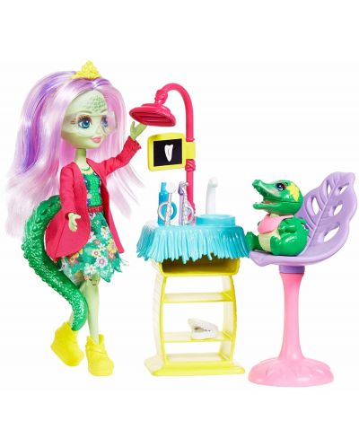 Игрален комплект Mattel Enchantimals - На зъболекар с Andie Alligator и Marshy - 3