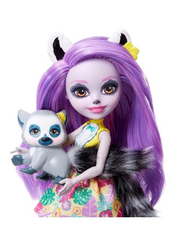 Кукличка с животниче Mattel Enchantimals - Larissa Lemur и лемурчето Ringlet - 3