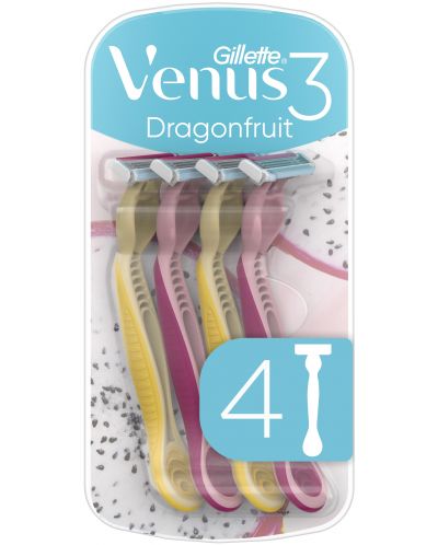 Gillette Venus 3 Дамска самобръсначка Dragonfruit, 4 броя - 1