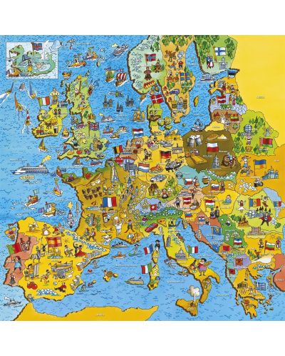Пъзел Gibsons от 200 части - Забавна карта на Европа, Дейвид Мостин - 2