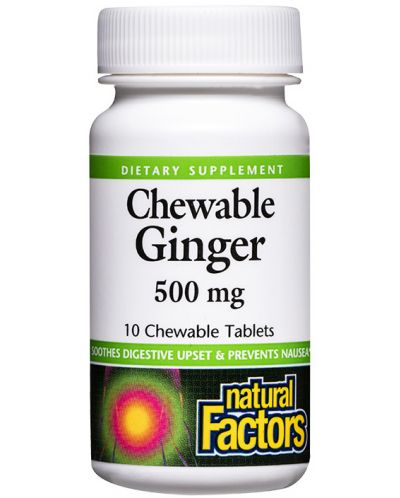 Ginger Chewable, 10 таблетки, Natural Factors - 1