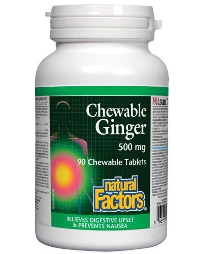 Ginger Chewable, 90 таблетки, Natural Factors - 1