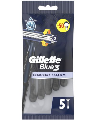 Gillette Blue 3 Мъжка самобръсначка Comfort Slalom, 5 броя - 1
