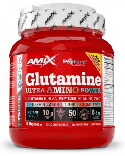 Glutamine Ultra Amino Power, кола, 500 g, Amix - 1
