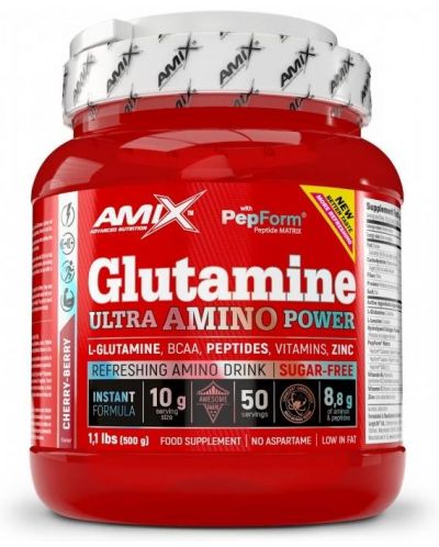 Glutamine Ultra Amino Power, череша, 500 g, Amix - 1